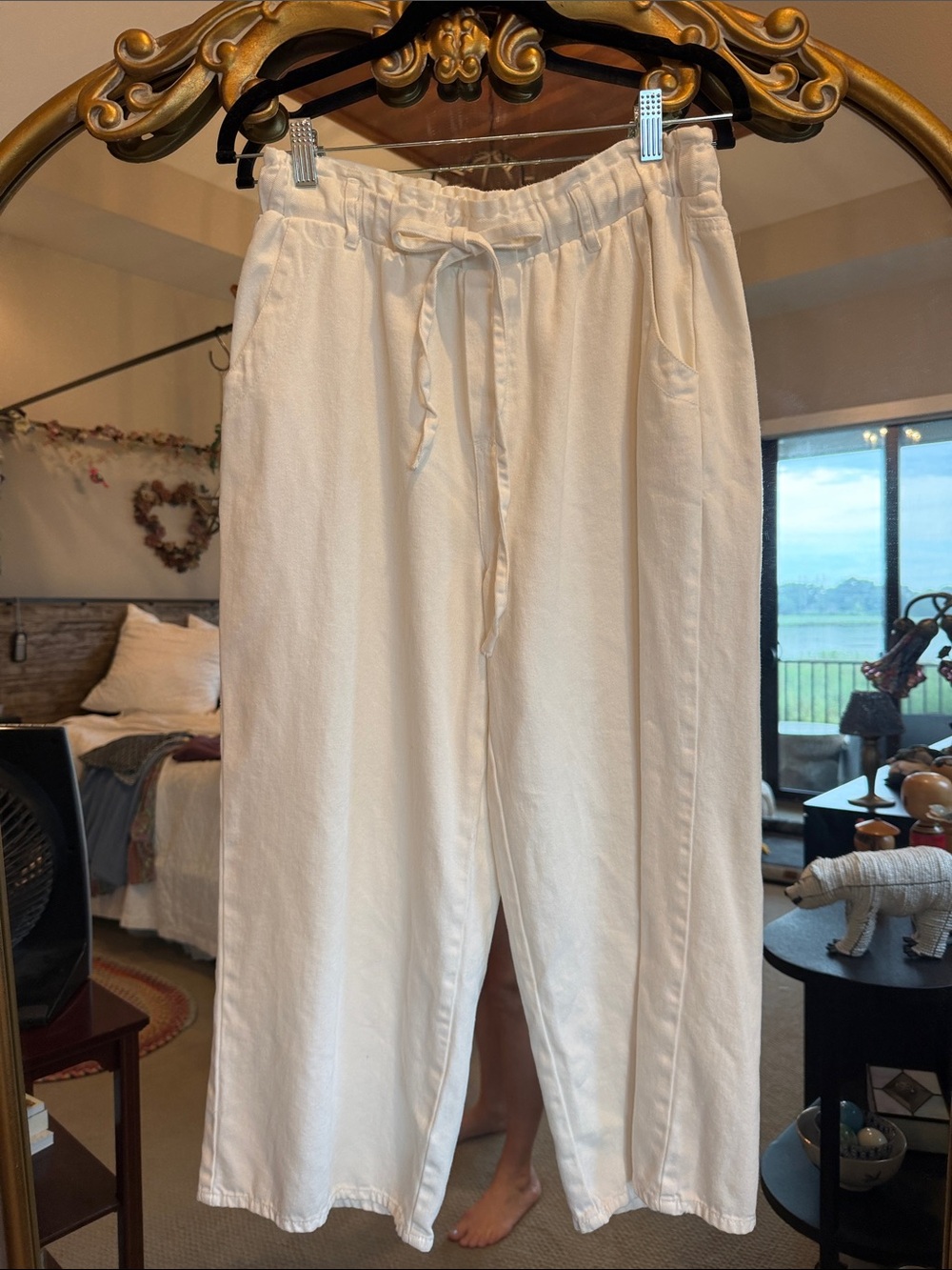 Velvet Heart Cream Drawstring Chinos